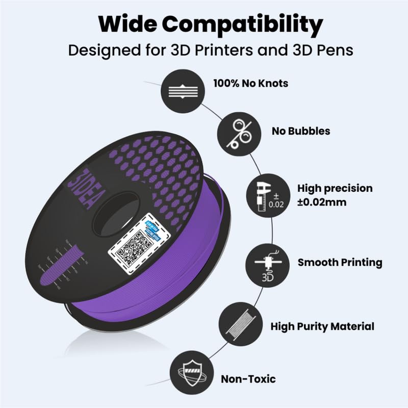 3Idea Premium PLA+ (Purple) 3D Printer Filament 1.75mm Dimensional Accuracy +/- 0.03mm Net Weight- 1 KG - Image 2