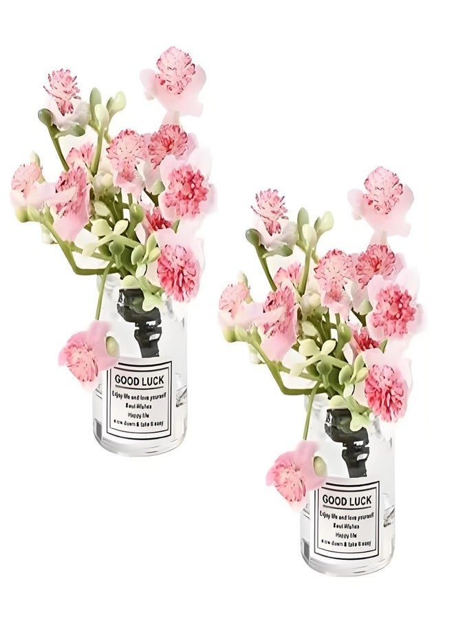 WinldMonmo 2Pcs Miniature Flower Vases with Peach Blossoms – Handmade Dollhouse Vases for Micro Landscape, Resin Floral Decorations for Fairy Garden Scenes, Home Shelf Styling, DIY Project and Table Centerpiece - Image 1