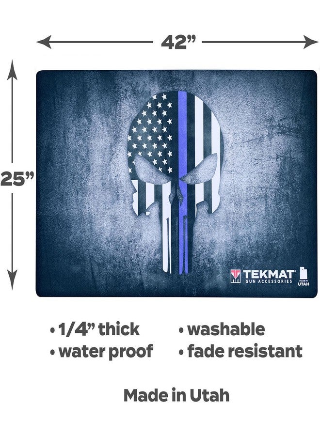 TekMat Ultra Punisher 25" x 42" x 1/4" Thick Doormat - Durable Outdoor Indoor Entrance Waterproof Washable Non-Slip Vulcanize Rubber Door Mat, Punisher Blueline - Image 2