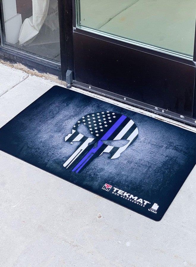 TekMat Ultra Punisher 25" x 42" x 1/4" Thick Doormat - Durable Outdoor Indoor Entrance Waterproof Washable Non-Slip Vulcanize Rubber Door Mat, Punisher Blueline - Image 3