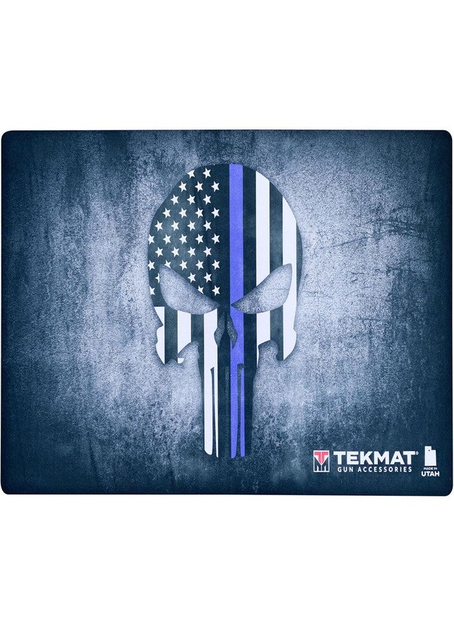 TekMat Ultra Punisher 25" x 42" x 1/4" Thick Doormat - Durable Outdoor Indoor Entrance Waterproof Washable Non-Slip Vulcanize Rubber Door Mat, Punisher Blueline - Image 1
