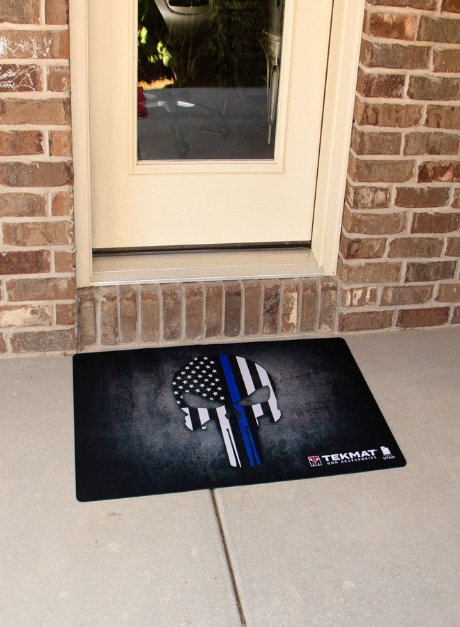 TekMat Ultra Punisher 25" x 42" x 1/4" Thick Doormat - Durable Outdoor Indoor Entrance Waterproof Washable Non-Slip Vulcanize Rubber Door Mat, Punisher Blueline - Image 4