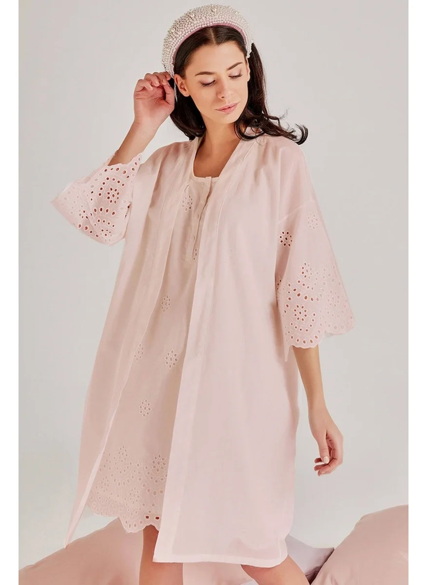 Magic Form 30108 Women's Powder Maternity Dressing Gown Nightgown Set