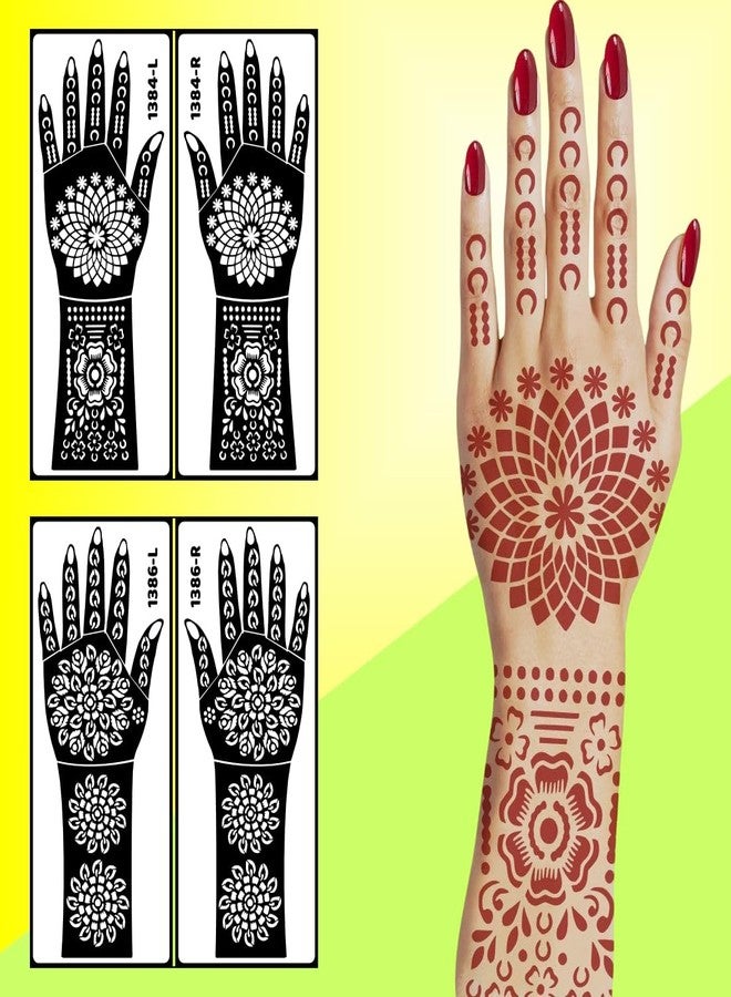 ORDERSHOCK Instant Festival Ready Mehndi Stencil Sticker Beautiful Floral Pattern For Back Hand 2 Pack Of Combo - Image 3