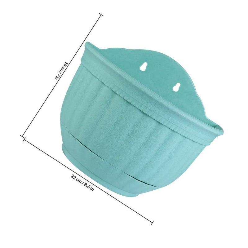 Indoor Outdoor Wall Hanging Planter Half Round Flower Pot Plastic Imitation Leather Small 13x18cm For Balcony Garden - Image 3