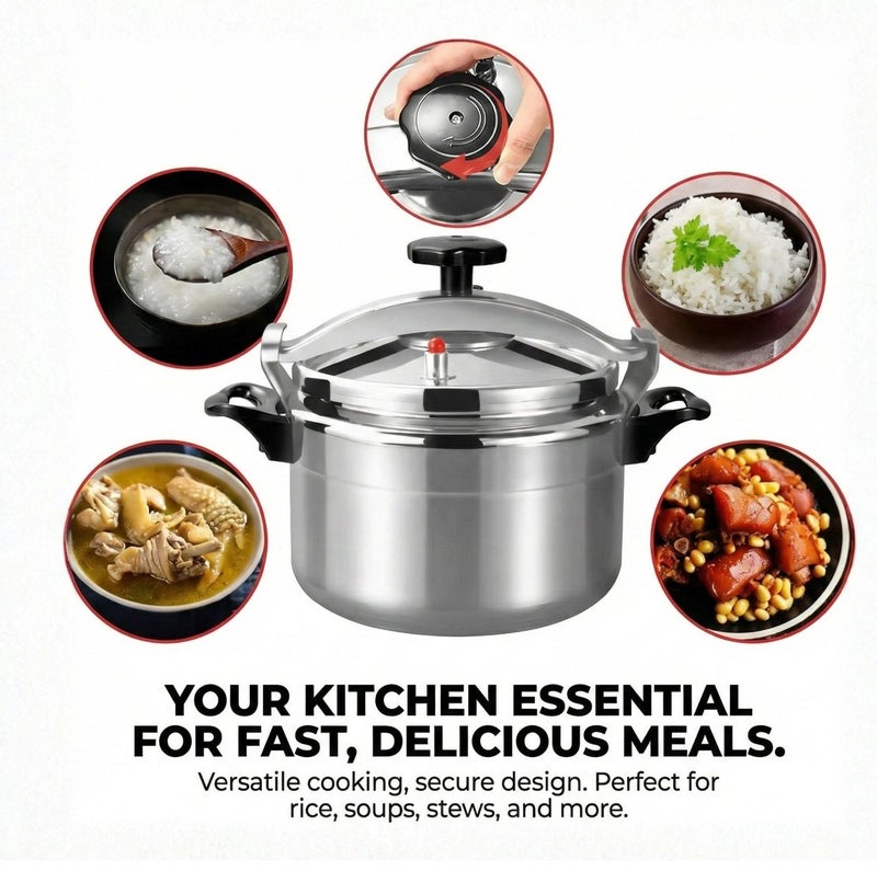 Premium Aluminum Pressure Cooker, 3L Capacity - Rapid Cooking Pot with Advanced Safety System, Even Heat Distribution & Heat-Resistant Handles - Silver - Image 4