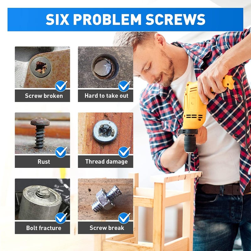 Serplex مجموعة مستخرج البراغي التالفة 33 قطعة - مجموعة مستخرج البراغي للبراغي المكسورة، أداة إزالة مستخرج البراغي مع مجموعة من لقم الحفر، إزالة البراغي المكسورة بسهولة - Image 3