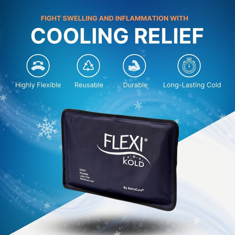 NatraCure FlexiKold Gel Soft Flexible Ice Packs for Injuries - Reusable Freezer Cold Pack, Cold Compress & Cooling Gel Pad for Face, Shoulder, Hip, Leg, Arm, Ankle & Foot Injury - Medium - 7.5â€ x 11.5â€ - Image 2
