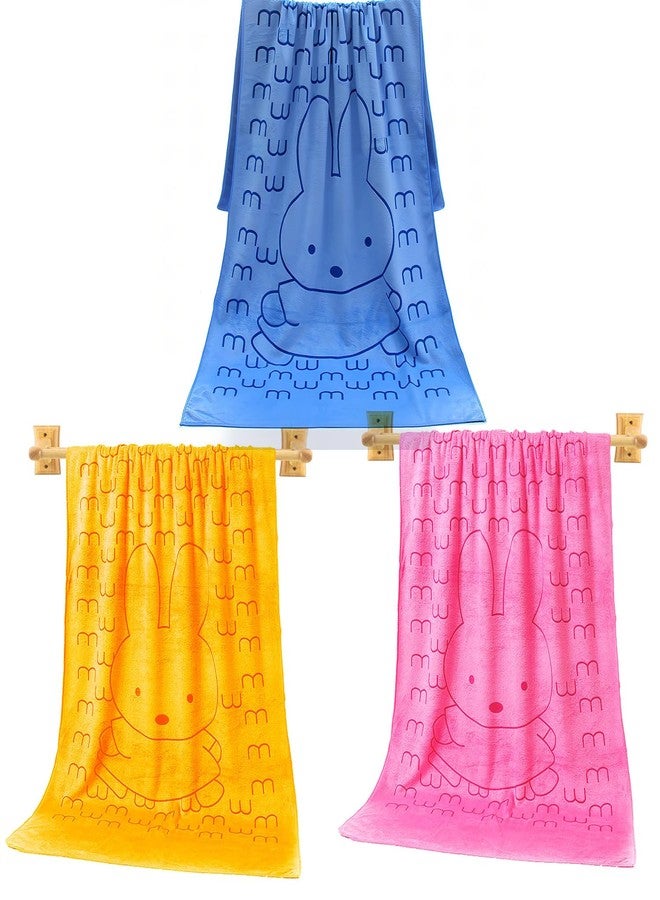 RVM Toys RV Mart Microfibre Soft Cotton 60x120cm Set of 3 Bath Towels Extra Soft Towel Quick Dry Strong Water Absorbent Bathing Towel for Baby Infants 0-12 Months New Born Babies Boys Girls Kids Multicolor - Image 1