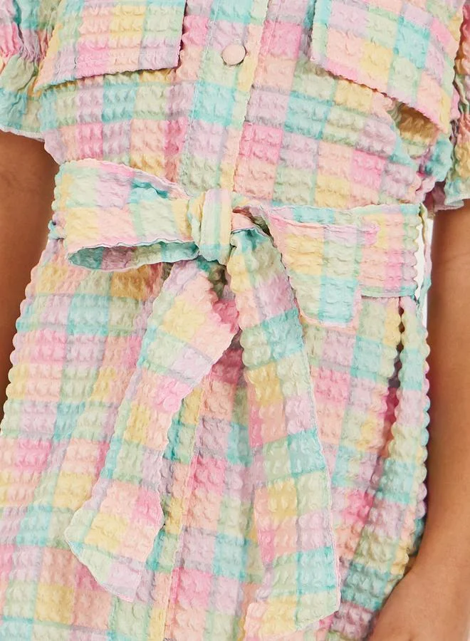 Styli Pastel Plaid Shirtdress