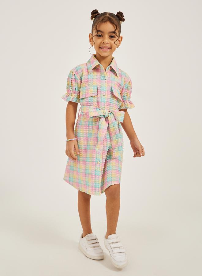 Styli Pastel Plaid Shirtdress  - Image 1
