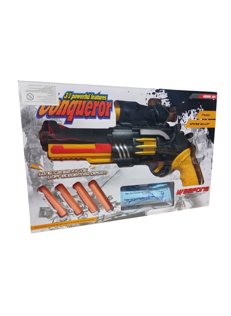 Gel Ball and Target Gun (2 in 1) Kids Full Bullets - Gun with Safe Full Coated Sticky Bullets for Kids - Target Gun - Kids Machine Gun - Kids Birthday Gift Gun - Full Bullet Gun Toy, Kids Action Toy Gun, Soft Foam Bullet Gun  - Image 1