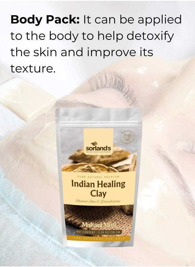 Sorland's - Pure India Healing Clay (Multani Mitti)-150 Gram For Skin Radiant And Detoxification - Image 1