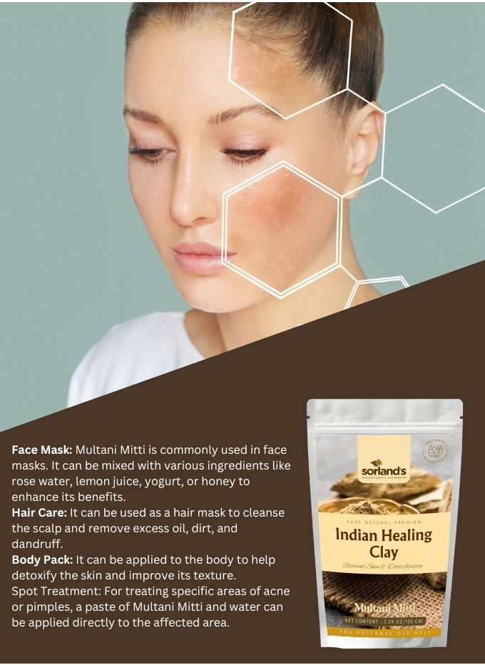 Sorland's - Pure India Healing Clay (Multani Mitti)-150 Gram For Skin Radiant And Detoxification - Image 1