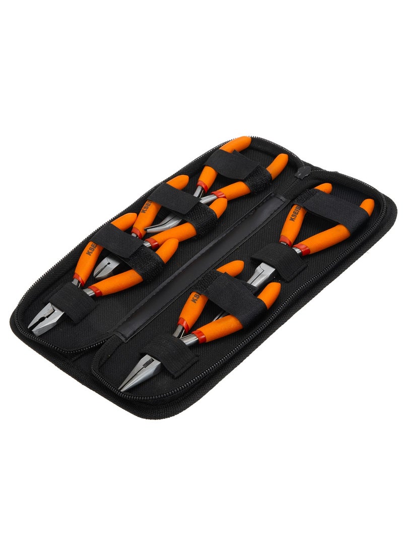 KSEIBI Mini Plier Set PVC Pattern 5-Pc, includes: Combination, Diagonal, Bent, Needle, Long Nose, For Holding & Cutting hard and soft Wires/Removing Nailsl/.Precise Jewelry Making, Electronics Repair. - Image 1