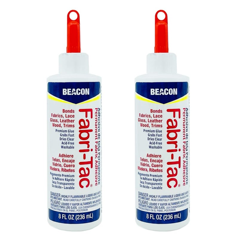 Beacon Fabri-Tac Permanent Adhesive, 8 Ounce Bottle - Premium Crafting & Fabric Glue - Image 1