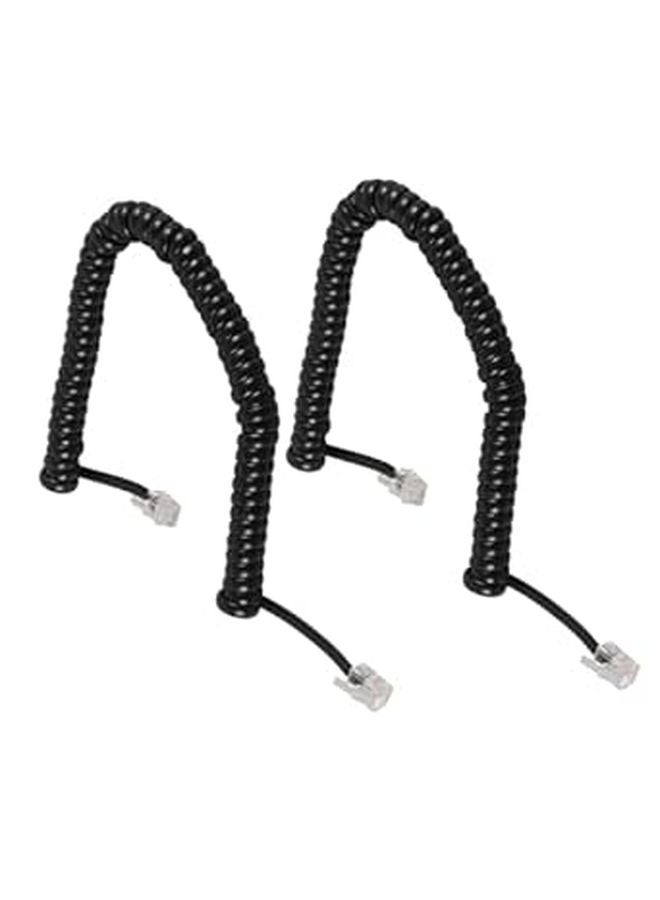 Tangle Free Coiled Phone Cord for Landline 2 Piece Set Black Telephone Cable - Image 1
