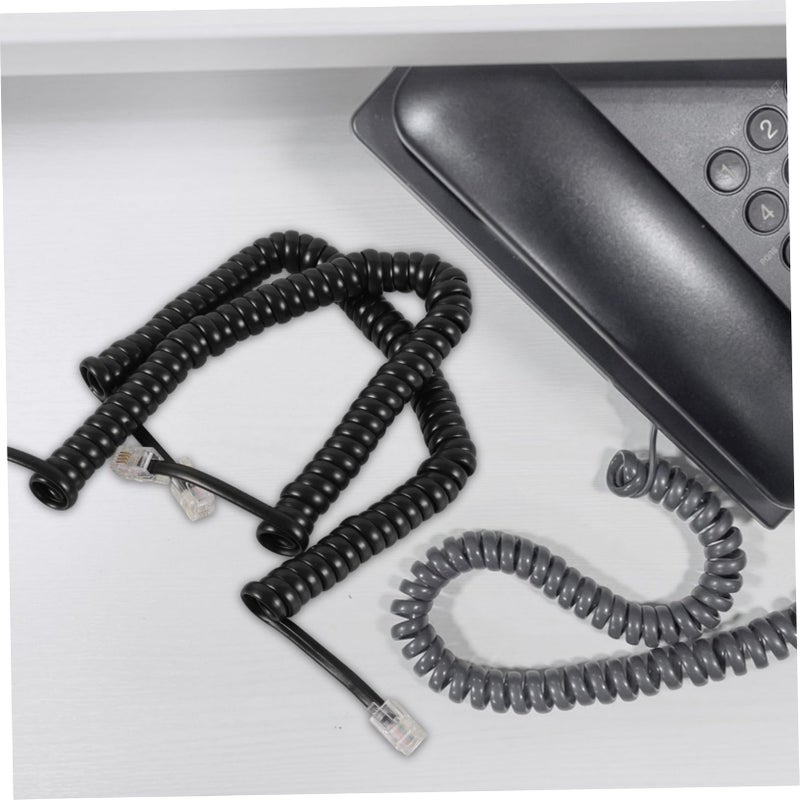 Tangle Free Coiled Phone Cord for Landline 2 Piece Set Black Telephone Cable - Image 5