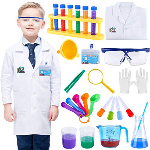 INNOCHEER Kids Science Experiment Kit with Lab Coat Scientist Costume Dress Up and Role Play Toys Gift for Boys Girls Kids Age 6 Christmas Birthday Party - Image 1
