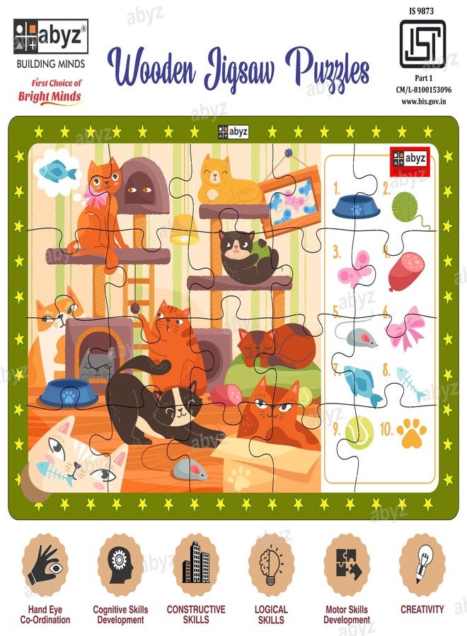 ABYZ Wooden Jigsaw Puzzle – Lazy Cats Playset for Fun Educational & Little Explorers, 20-Pieces Fun Games with Multicolor | Birthday Gift for (3 Plus Years) Age Kids. - Image 3