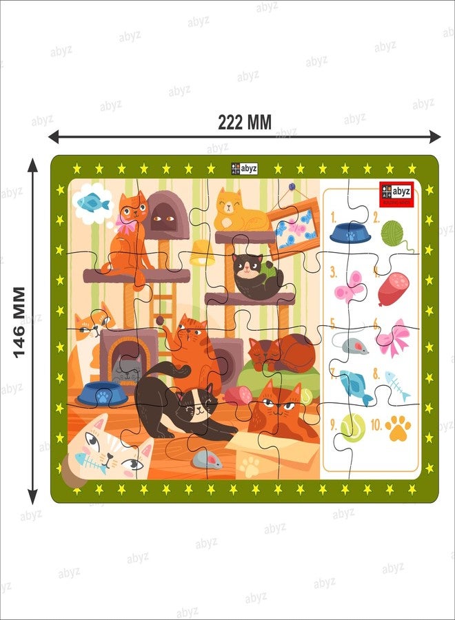 ABYZ Wooden Jigsaw Puzzle – Lazy Cats Playset for Fun Educational & Little Explorers, 20-Pieces Fun Games with Multicolor | Birthday Gift for (3 Plus Years) Age Kids. - Image 2