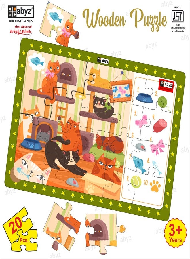 ABYZ Wooden Jigsaw Puzzle – Lazy Cats Playset for Fun Educational & Little Explorers, 20-Pieces Fun Games with Multicolor | Birthday Gift for (3 Plus Years) Age Kids. - Image 4