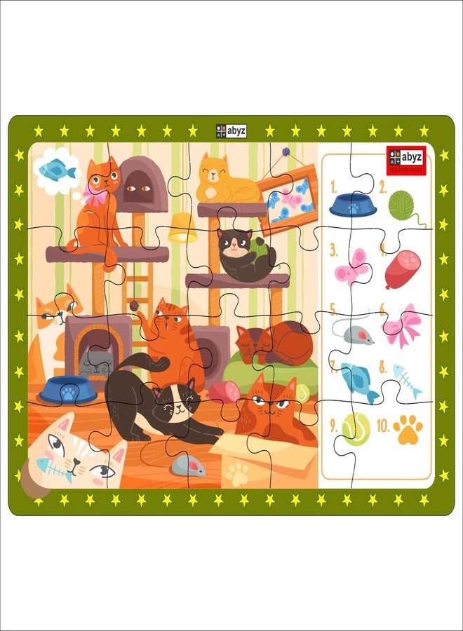 ABYZ Wooden Jigsaw Puzzle – Lazy Cats Playset for Fun Educational & Little Explorers, 20-Pieces Fun Games with Multicolor | Birthday Gift for (3 Plus Years) Age Kids. - Image 1