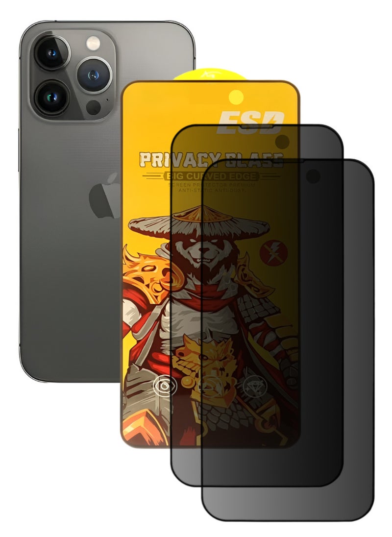 ESD 2 Pieces Tempered Dustproof Privacy Glass Screen Protector Compatible For iPhone 13 Pro Max - Image 1