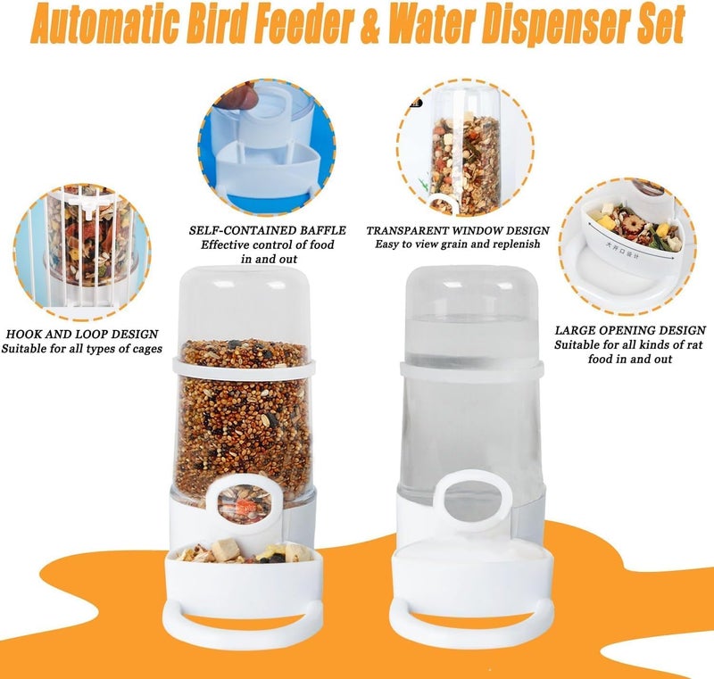 YHCG Practical build 2 Pcs Bird Feeder Water Dispenser, Bird Feeder and Drinker Set, Automatic Bird Feeder for Cage, Hanging Bird Food Bowl, Bird Cage Accessories for Hamsters, Pigeons, Parrot and Small Animal Classic modern blend design - Image 3
