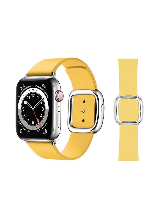 Perfii Leather Replacement Band For Apple Watch Series 6/SE/5/4/3/2/1 Yellow