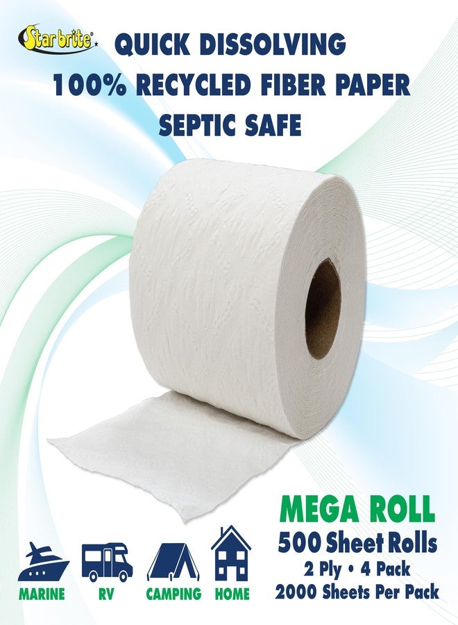 STAR BRITE Marine & RV Grade Toilet Paper – Fast Dissolving, 2-Ply, 4 Mega Rolls (2000 Sheets Total) in Resealable Watertight Pack (071850) - Image 3