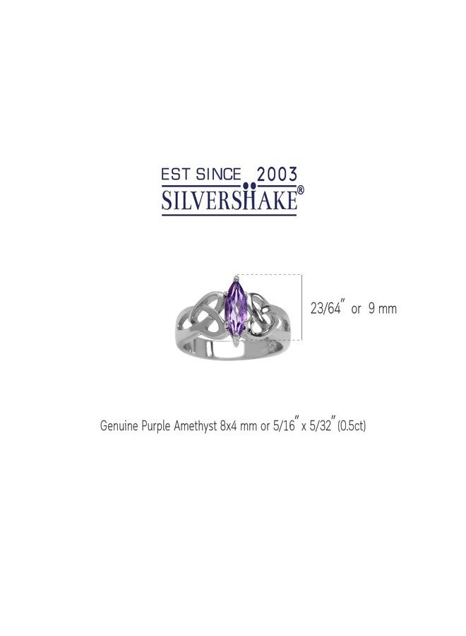 Silvershake Natural Amethyst 925 Sterling Silver Celtic Knot Heart Ring Size 7.5 - Image 2