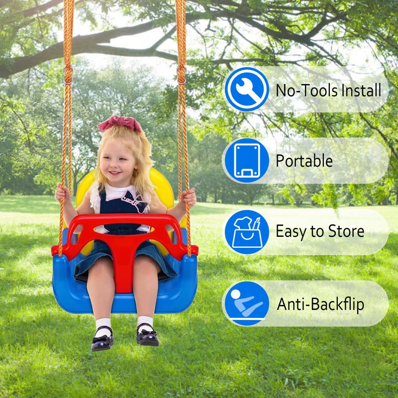 IFOYO 3-in-1 Convertible Kids Swing Seat with Detachable High-Back Support, Secure Indoor Outdoor Playground Swing for Kids - Image 2