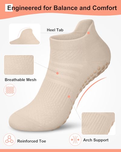 Aoliks Pilates Grip Yoga Socks for Women,Non Slip Athletic Socks for Barre, Ballet, Dance, Barefoot Workout - Image 3