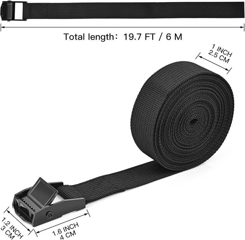 Kshineni Lashing Strap Pack of 4 - 6m x 25mm Tie Down Straps with Clamping Lock (Black) - Image 3