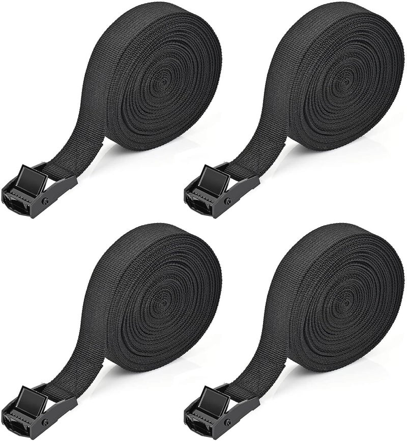 Kshineni Lashing Strap Pack of 4 - 6m x 25mm Tie Down Straps with Clamping Lock (Black) - Image 1