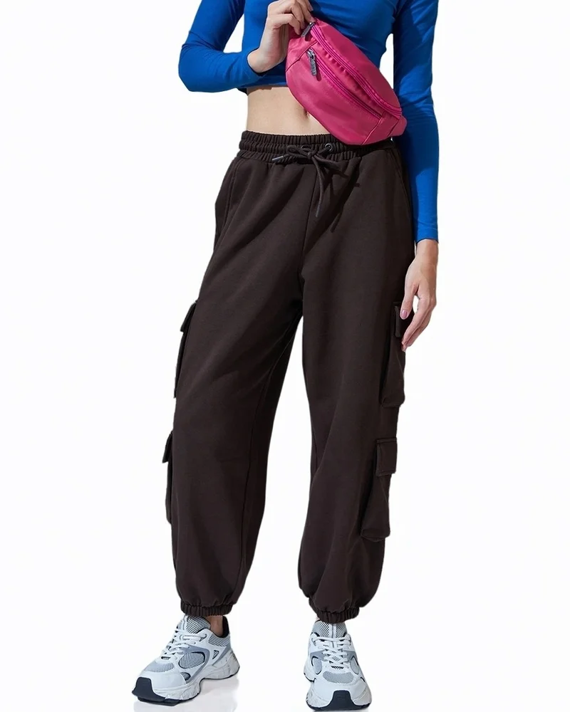 بيواكوف Women's Brown Super Loose Fit Brushed Joggers