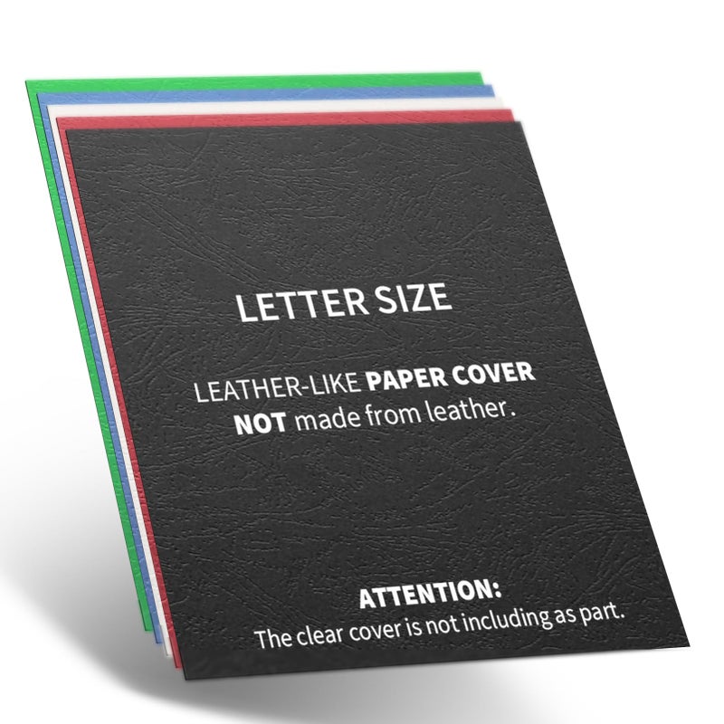Binditek 100 Pack 13Mil Grain Texture Paper Binding Presentation Covers, 8-1/2 x 11 Inches 90lb, 250 GSM, Un-Punched, 5 Multi Colors (Black, White, Red, Green, Blue) - Image 3