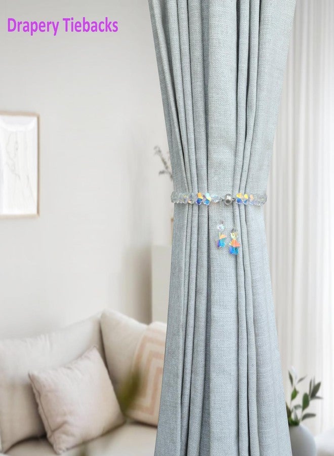 Pedobo Magnetic Curtain Tiebacks,Crystal Beads Rope Drapery Holdbacks Holder for Small,Thin or Sheer Window Draperies,15 Inch Long,2 Pack (Flower) - Image 5