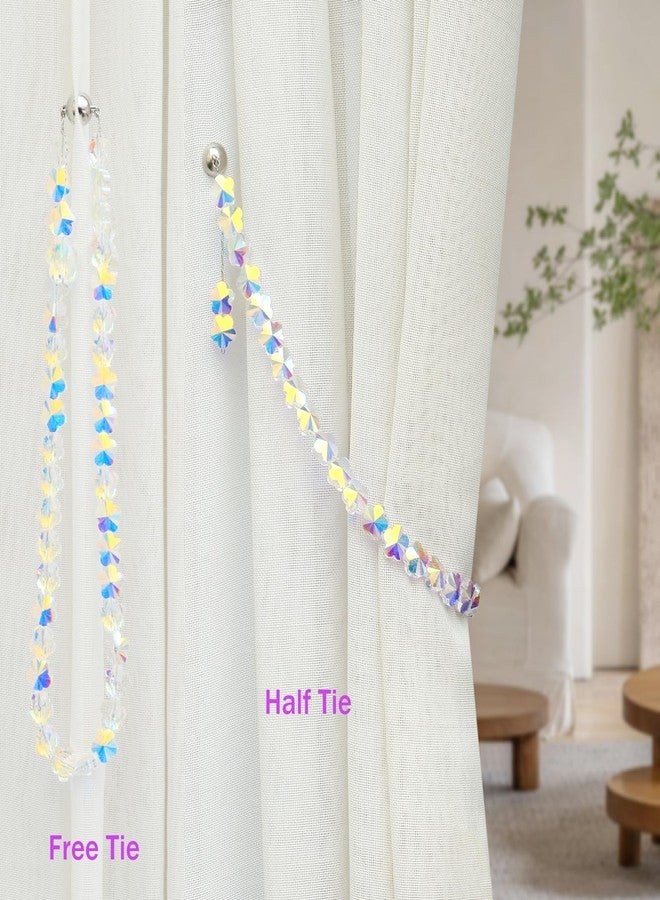 Pedobo Magnetic Curtain Tiebacks,Crystal Beads Rope Drapery Holdbacks Holder for Small,Thin or Sheer Window Draperies,15 Inch Long,2 Pack (Flower) - Image 4