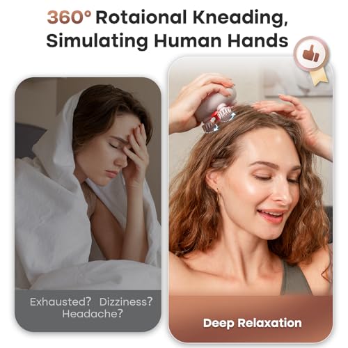 arboleaf Scalp Massager Kneading Head Massager Scalp Stress Relax Portable Rechargeable Hair Massager Shower Massage Waterproof Cat Massager Scratcher,Gift for Mom Dad - Image 2