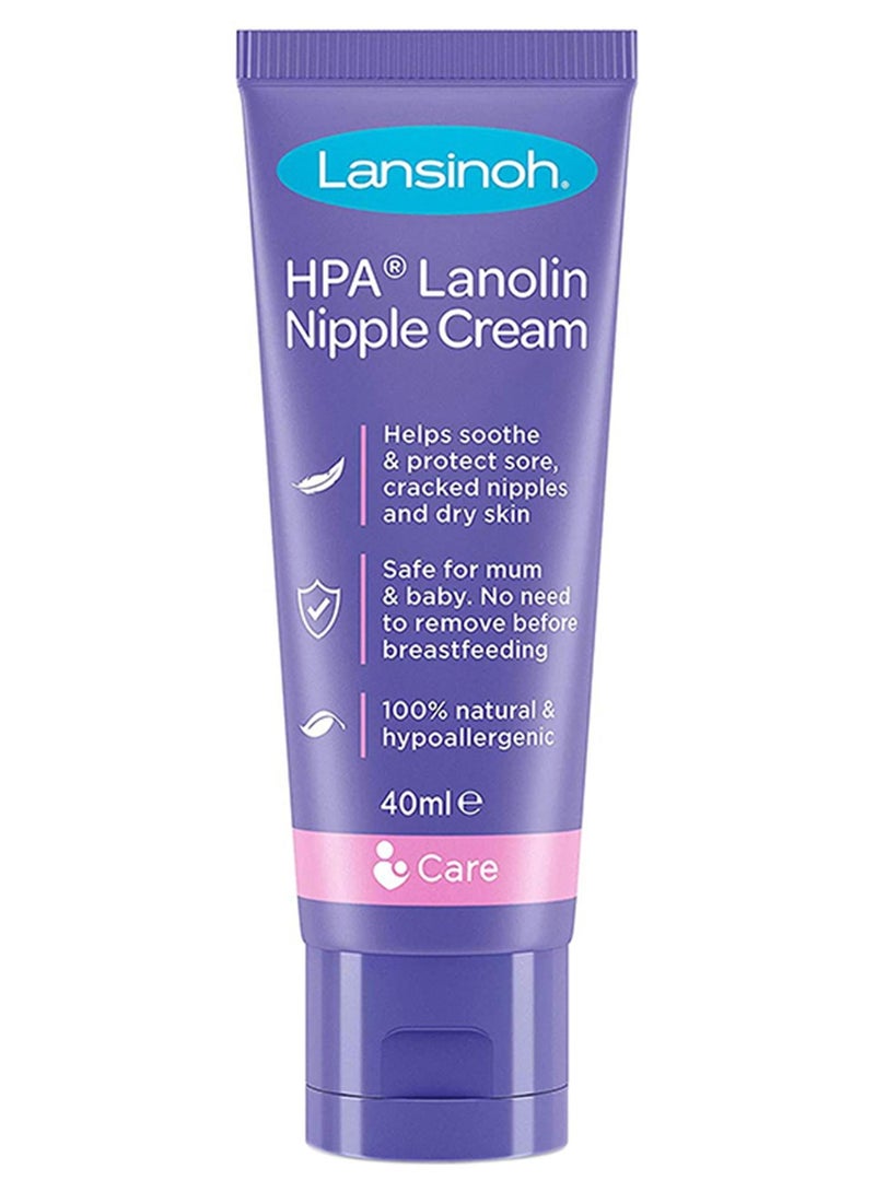 LANSINOH HPA Lanolin Nipple Cream 40ml For Cracked, Dry and Sore Nipples, Breast Feeding Moms, 100% Natural, Soothing, Tasteless & Odourless, Clinically Tested, Safe For Baby, Maternity Essentials