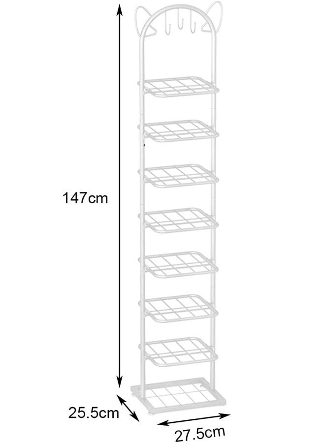 سولاكان رف أحذية نحيف، 8 رفوف لتخزين الأحذية، موفر للمساحة، مناسب للمداخل والممرات، قابل للتجميع، لون أبيض، المقاس ‎27.5×25.5×147 سم - Image 3