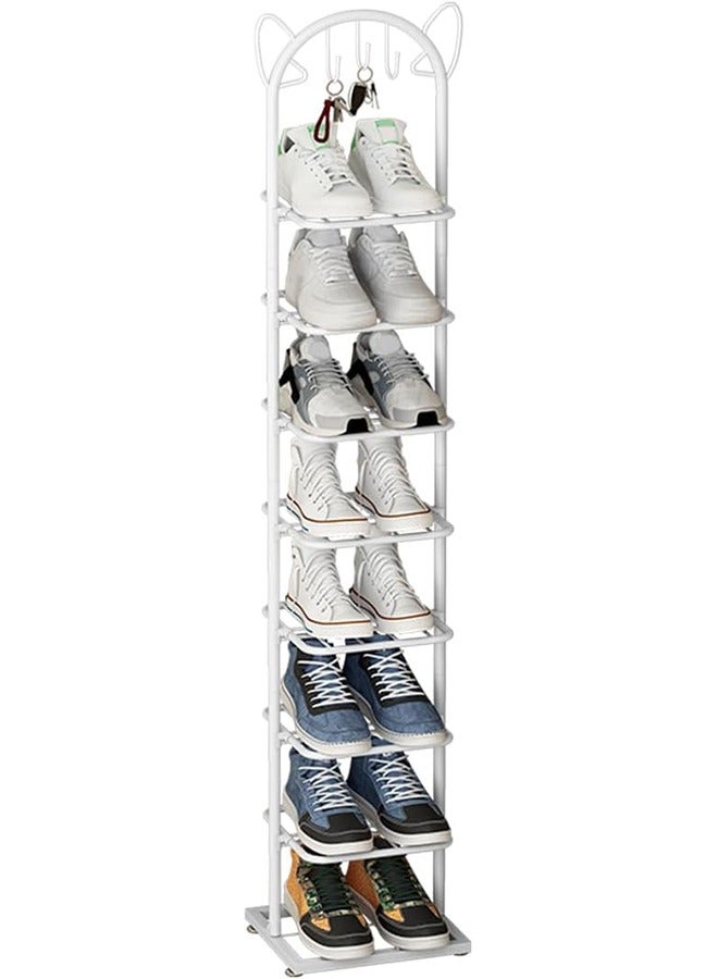 سولاكان رف أحذية نحيف، 8 رفوف لتخزين الأحذية، موفر للمساحة، مناسب للمداخل والممرات، قابل للتجميع، لون أبيض، المقاس ‎27.5×25.5×147 سم - Image 2