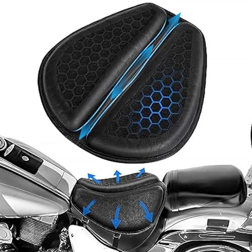 STHIRA Motocycle Seat Cushion Gel Seat For Bike,Detachable Cycle Seat Cover Gel Pad,High Density Gel 3D Honeycomb Structure Shock Absorption&Breathable&Universal Motorcycle Gel Seat Pad For Long Rides - Image 1