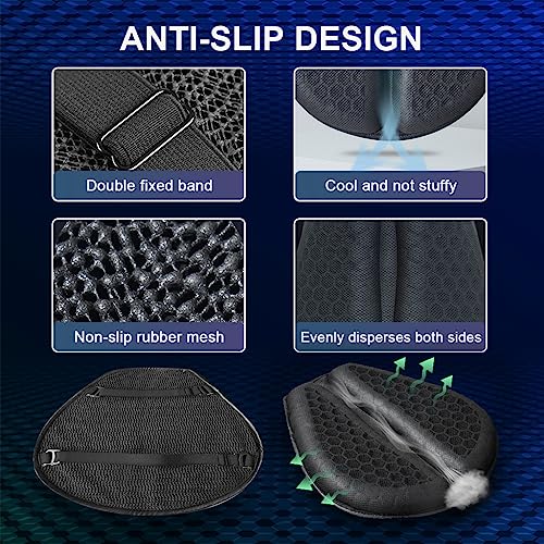 STHIRA Motocycle Seat Cushion Gel Seat For Bike,Detachable Cycle Seat Cover Gel Pad,High Density Gel 3D Honeycomb Structure Shock Absorption&Breathable&Universal Motorcycle Gel Seat Pad For Long Rides - Image 4