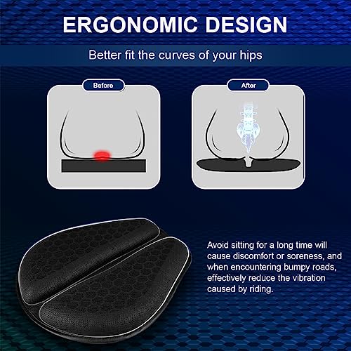 STHIRA Motocycle Seat Cushion Gel Seat For Bike,Detachable Cycle Seat Cover Gel Pad,High Density Gel 3D Honeycomb Structure Shock Absorption&Breathable&Universal Motorcycle Gel Seat Pad For Long Rides - Image 5