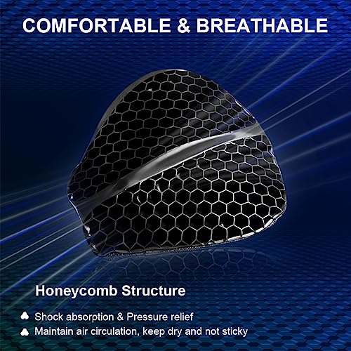 STHIRA Motocycle Seat Cushion Gel Seat For Bike,Detachable Cycle Seat Cover Gel Pad,High Density Gel 3D Honeycomb Structure Shock Absorption&Breathable&Universal Motorcycle Gel Seat Pad For Long Rides - Image 3