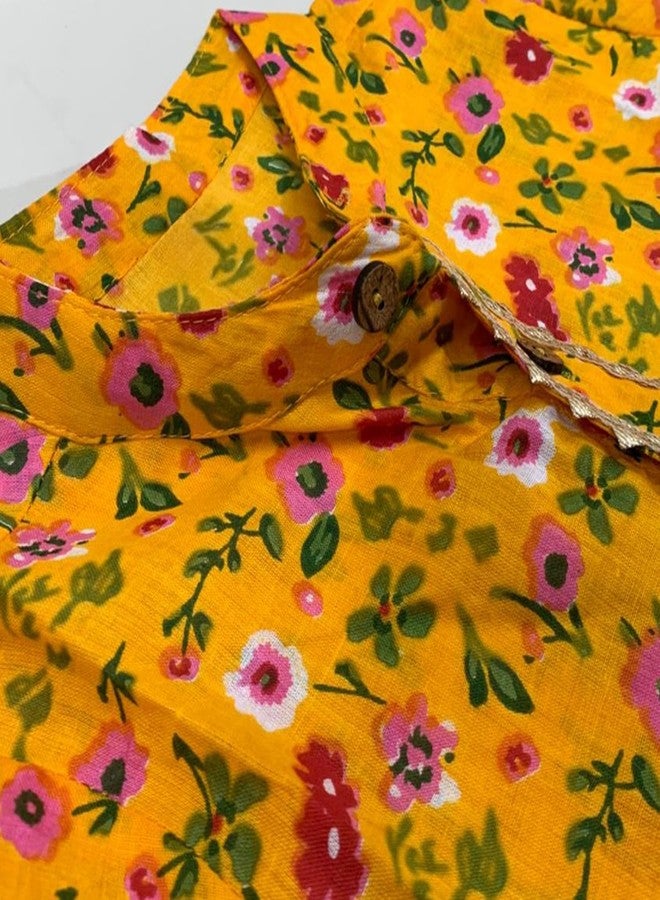 BabyMoo طقم كورتا دهوتي للأولاد من بيبي مو بنقشة زهور (1، أصفر، 5-6 سنوات) - Image 5