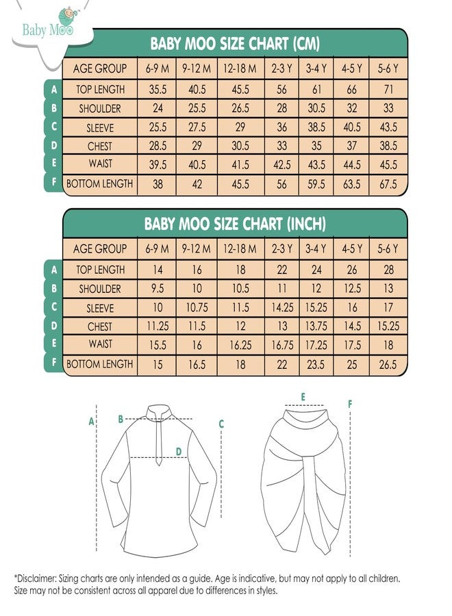 BabyMoo طقم كورتا دهوتي للأولاد من بيبي مو بنقشة زهور (1، أصفر، 5-6 سنوات) - Image 4
